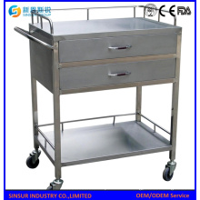 Stainless Steel Crooked Handle Medical/Hospital Trolley